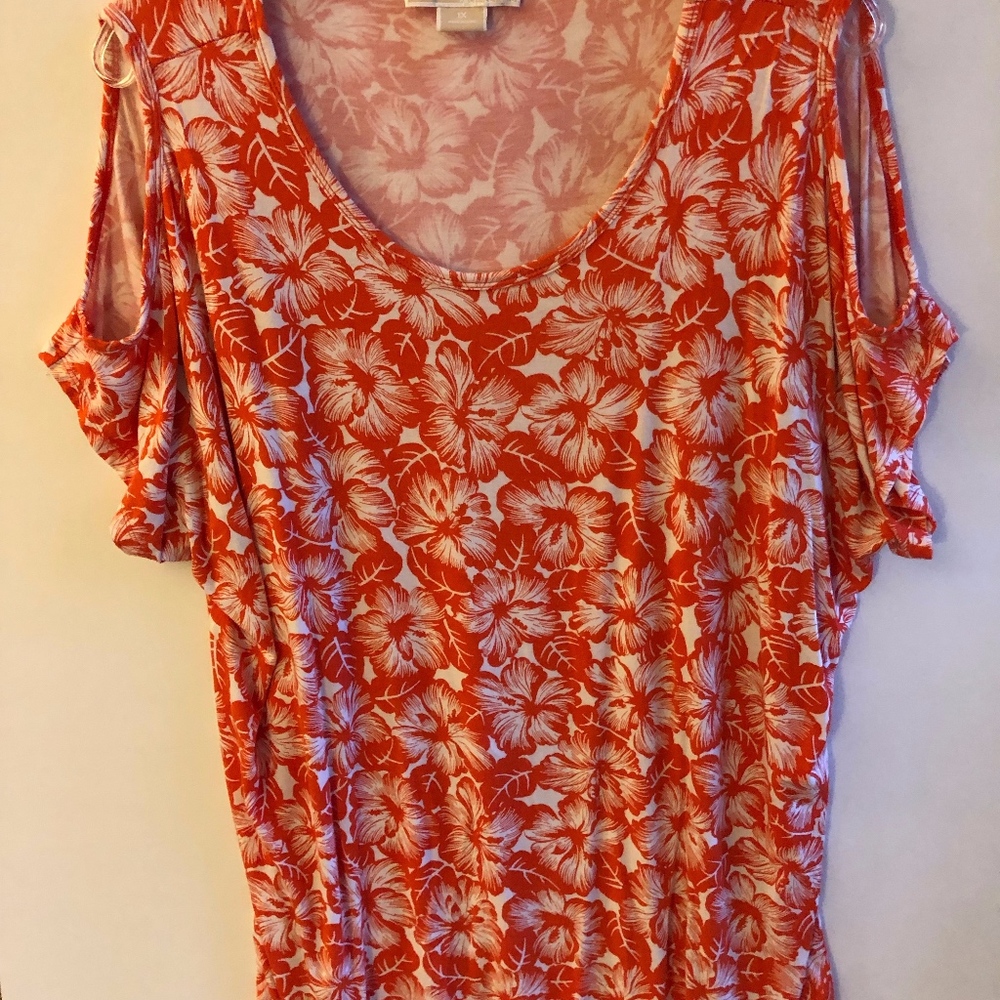 Orange and White Print top